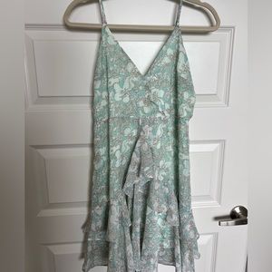 Pink Lily - Mint Floral Ruffle Dress